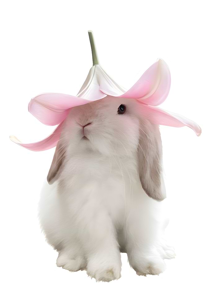 Cottagecore Bunny with Flower Hat