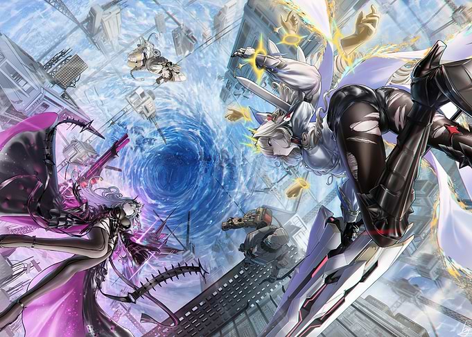 Anime-style Sci-Fi Battle Scene