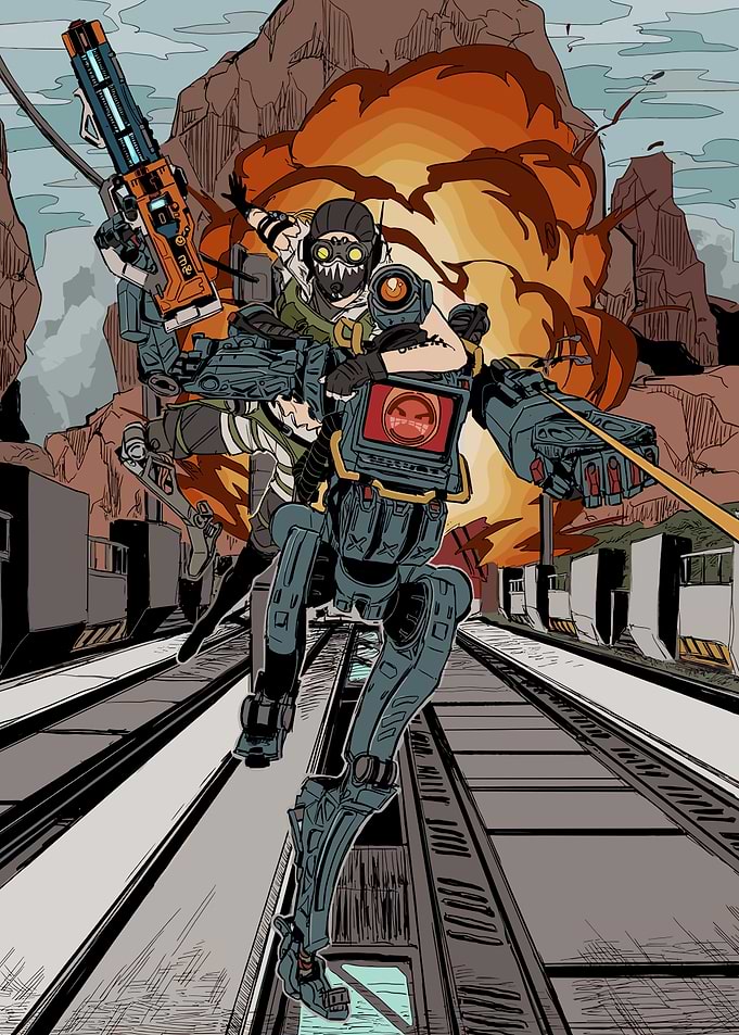 Apex Legends Octane and Pathfinder Artwork