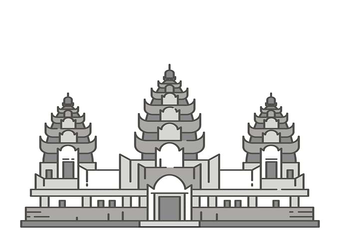 Minimalist Angkor Wat Temple Illustration