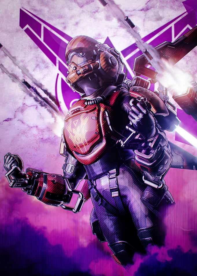 Futuristic Warrior with Purple Emblem