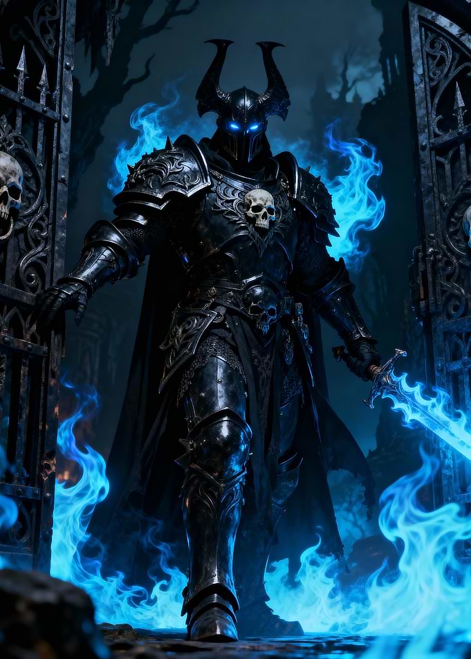 Dark Knight with Blue Flames