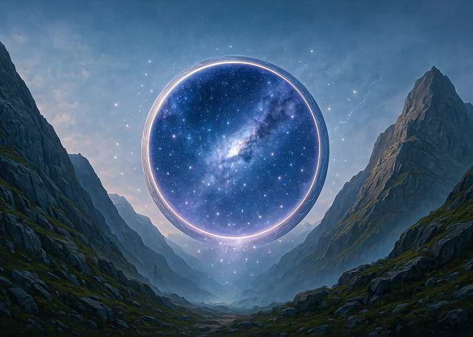 Mystical Orb in Mountain Valley