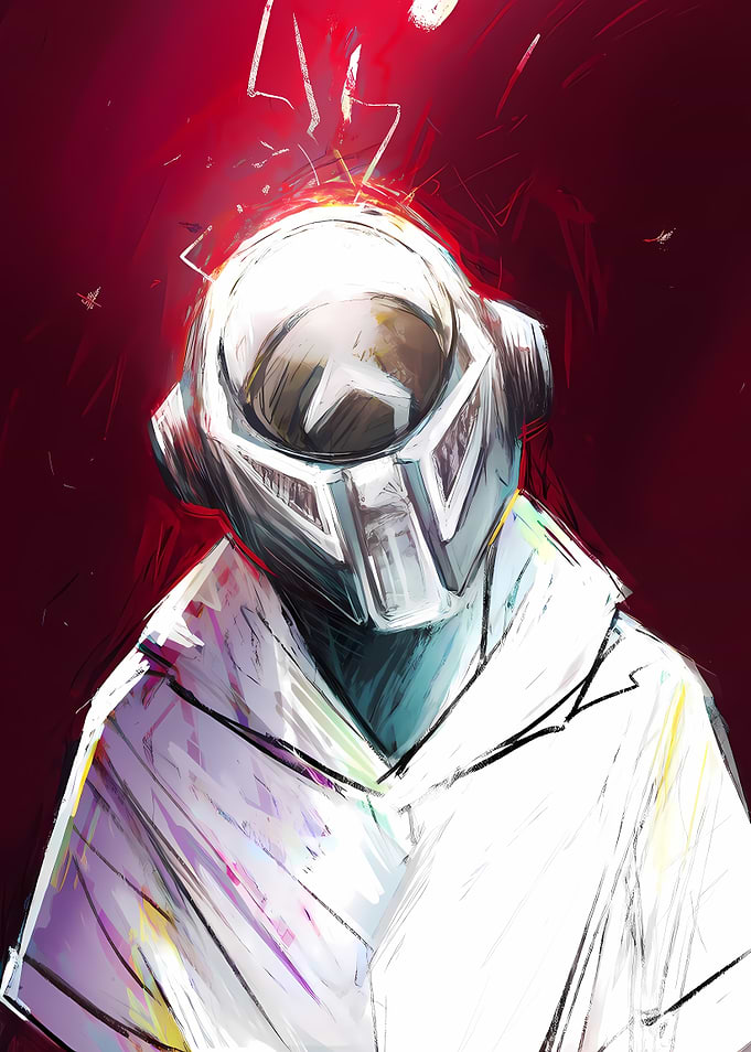 Abstract Portrait with Helmet and Star