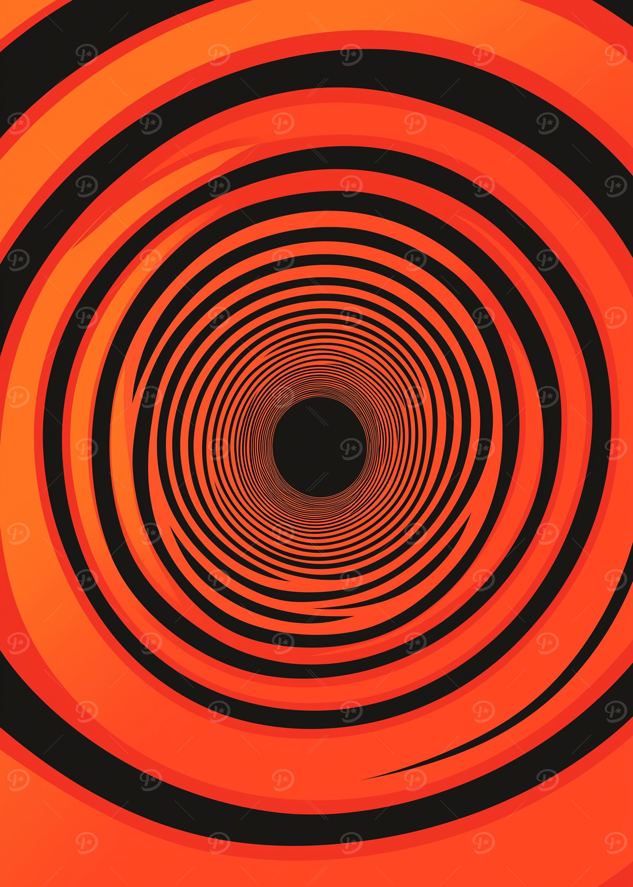 Abstract Orange and Black Spiral
