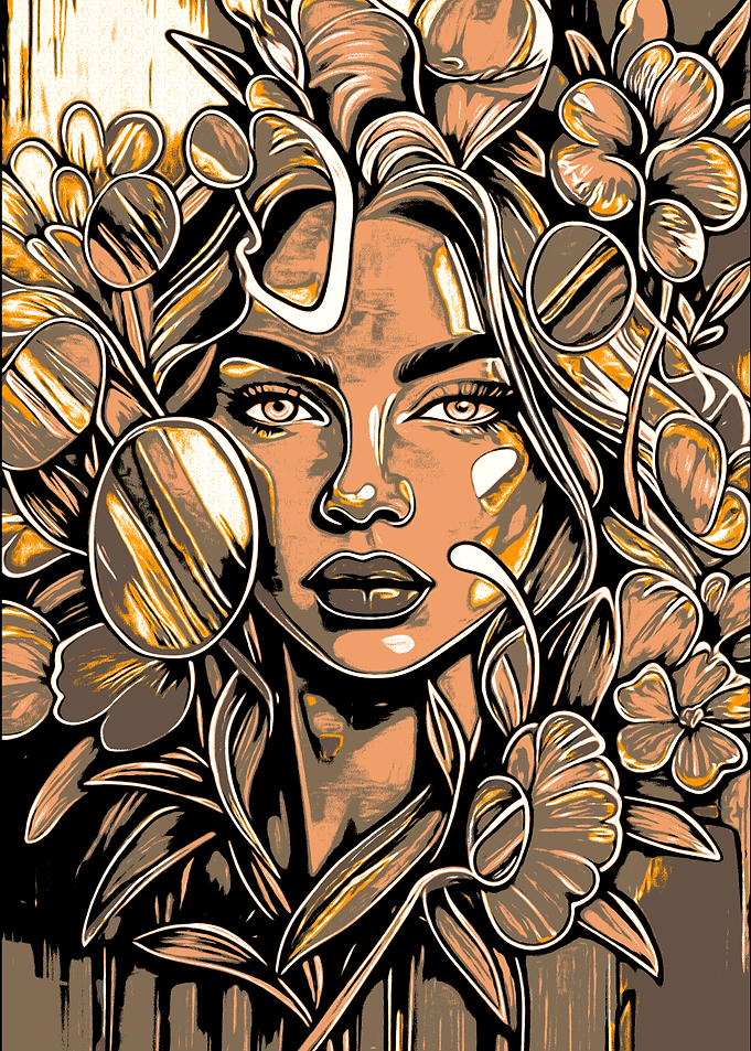 Floral Woman Portrait Art