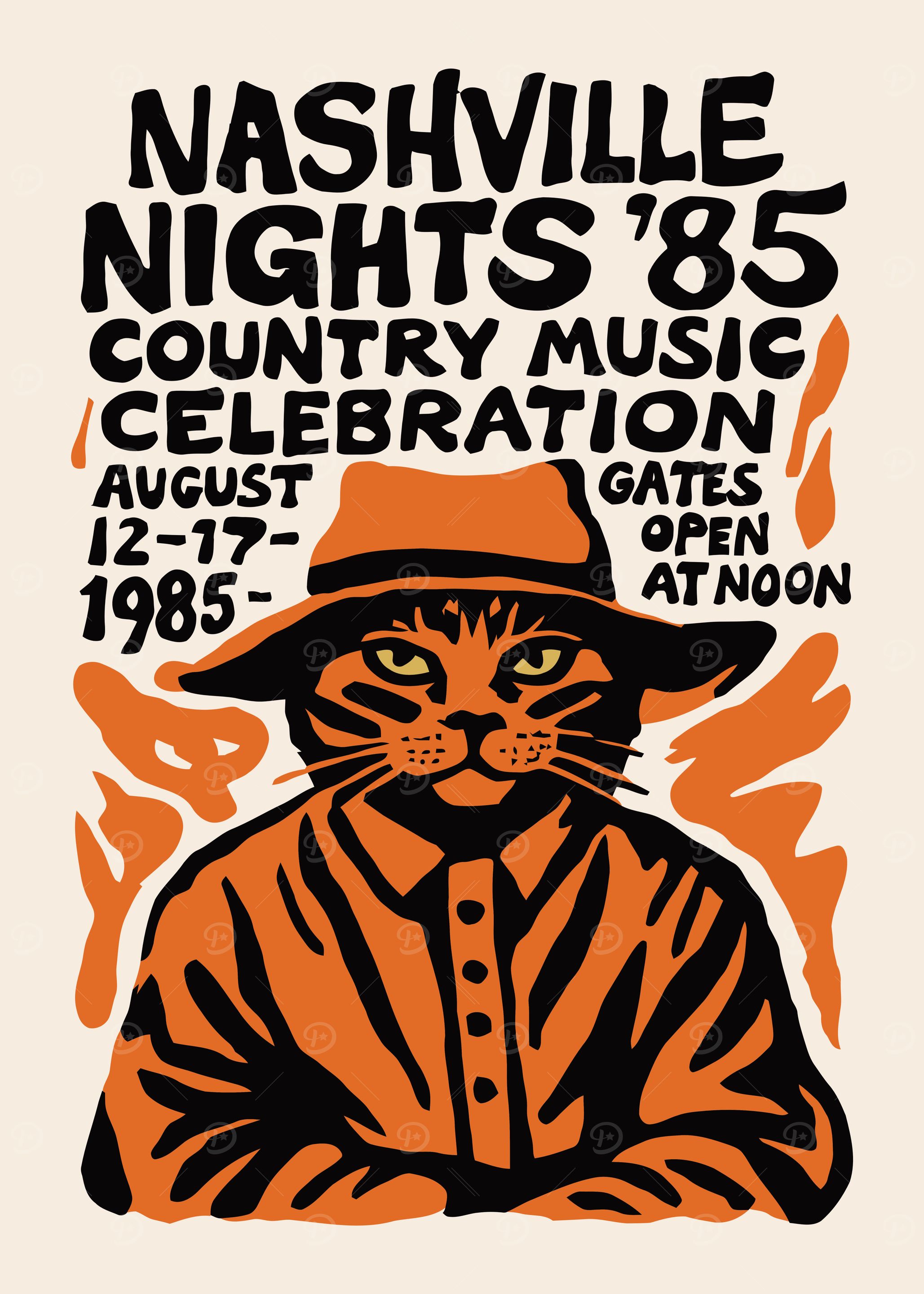 Nashville Nights '85 Country Music Poster