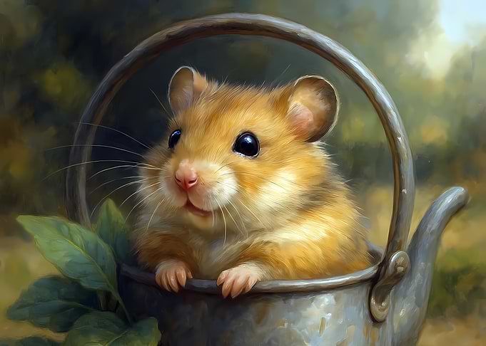 Cute Hamster in Teapot