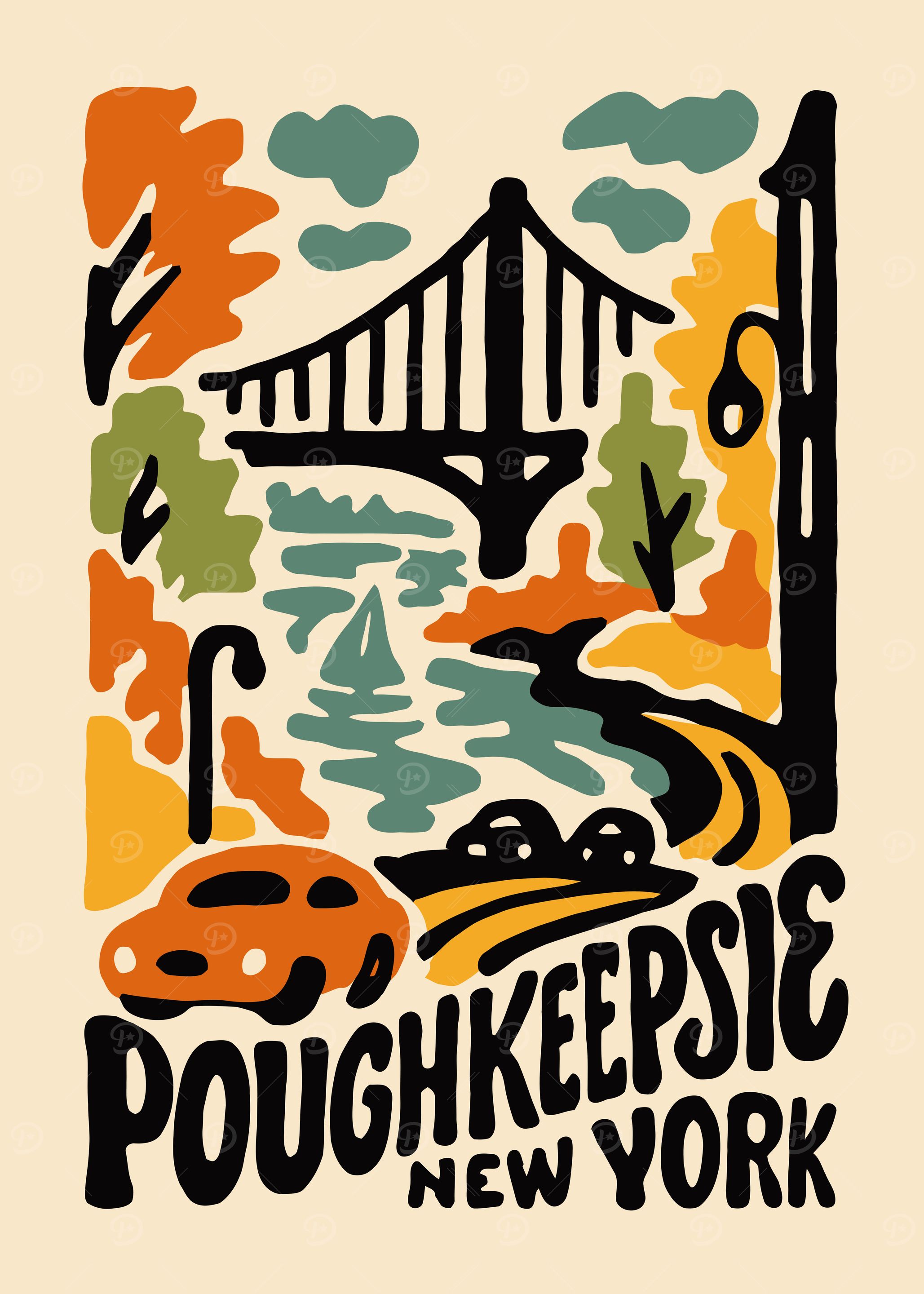Poughkeepsie New York Travel Poster