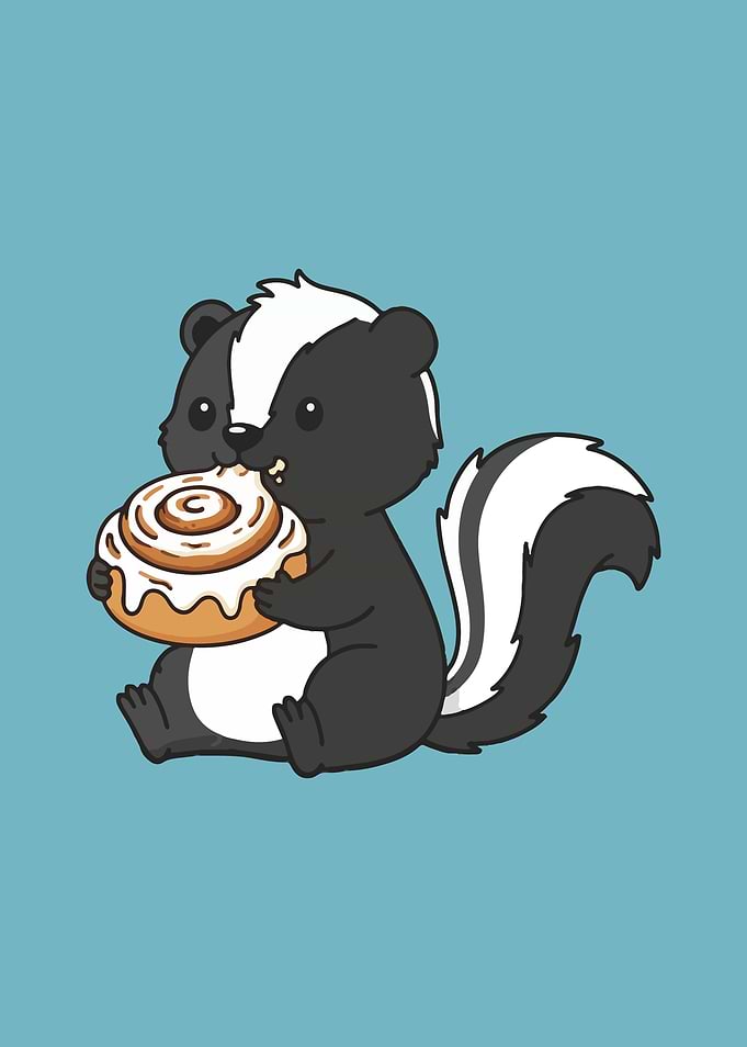 Cute Skunk Eating Cinnamon Roll