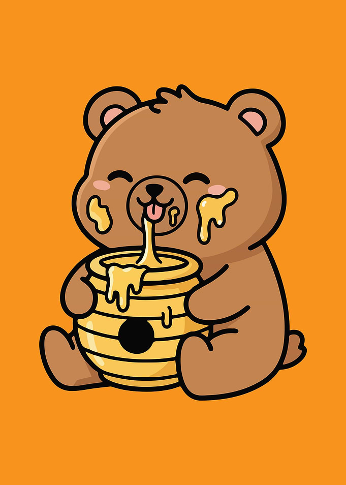 Cute Bear with Honey Pot Illustration