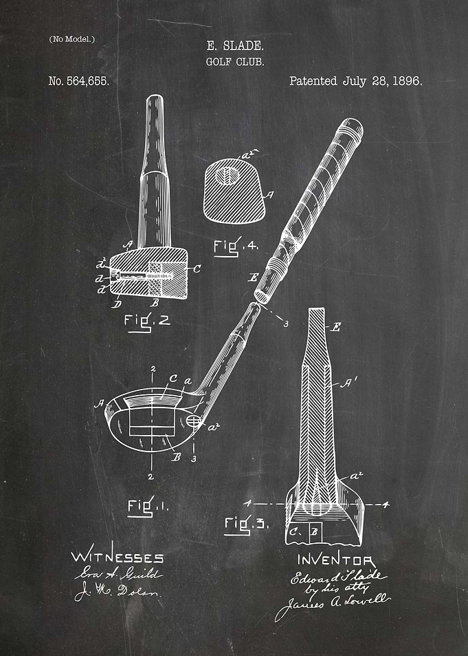 E. Slade Golf Club Patent Drawing
