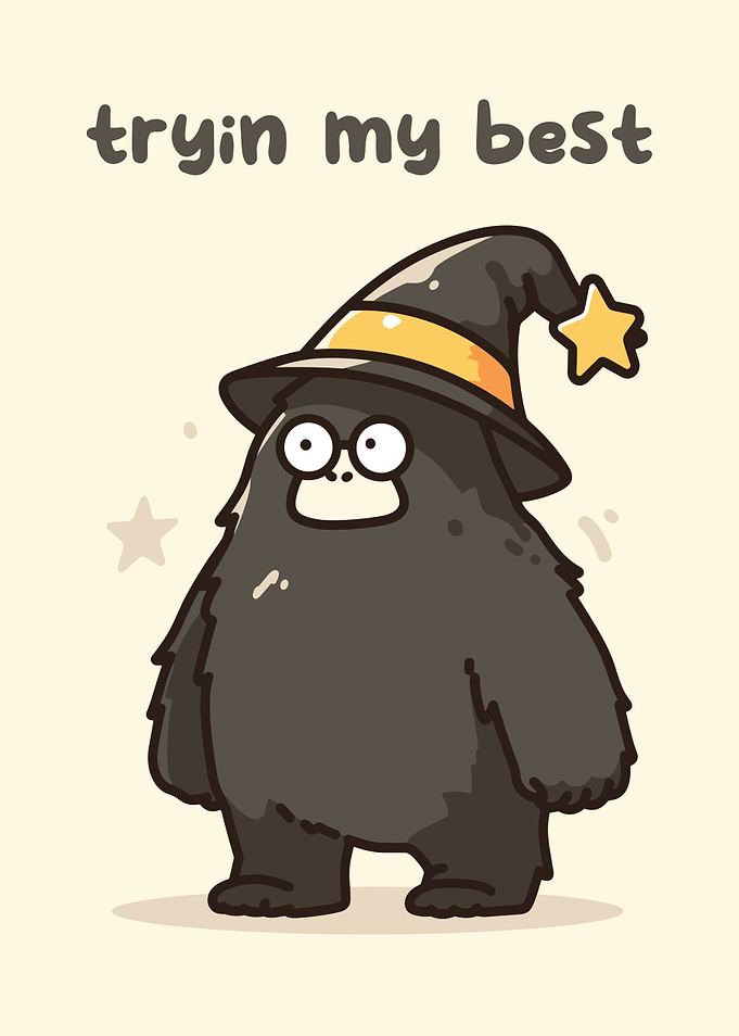 Trying My Best Cartoon Monster Wizard