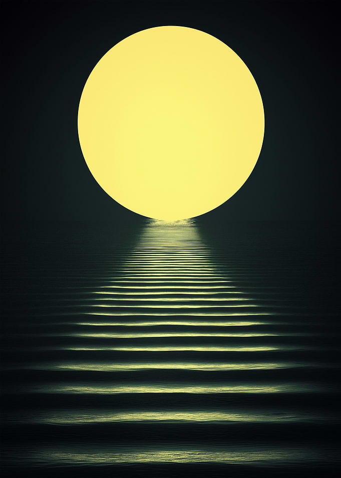 Abstract Moon Over Water