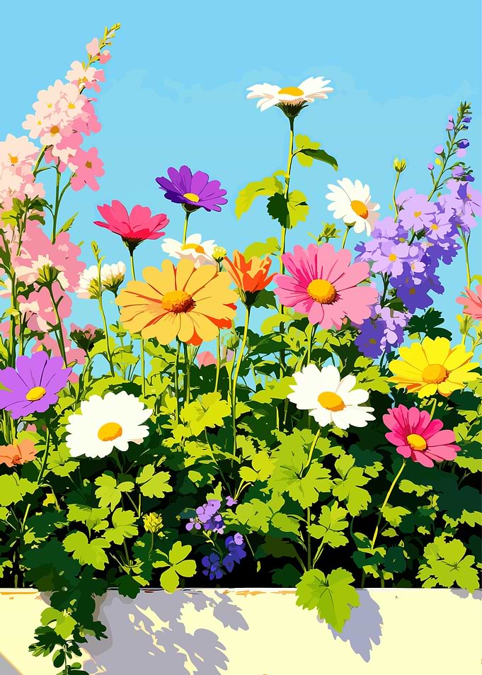 Colorful Flower Garden Illustration