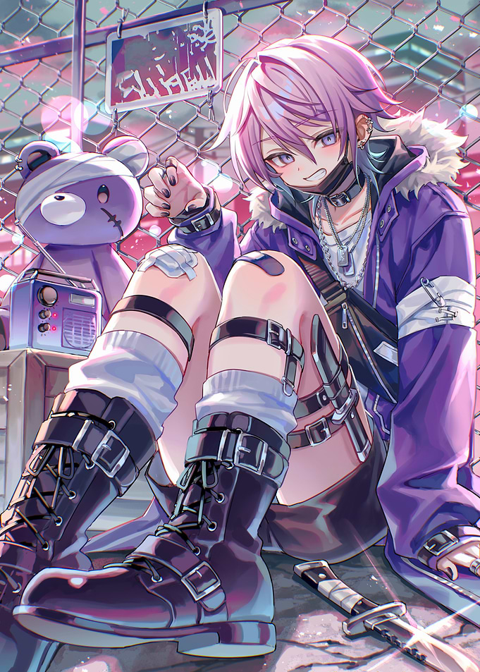 Anime Boy with Teddy Bear