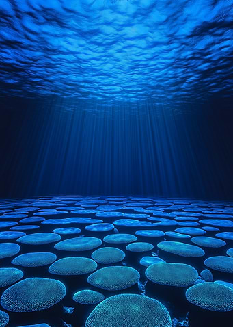 Underwater Coral Reef with Sun Rays