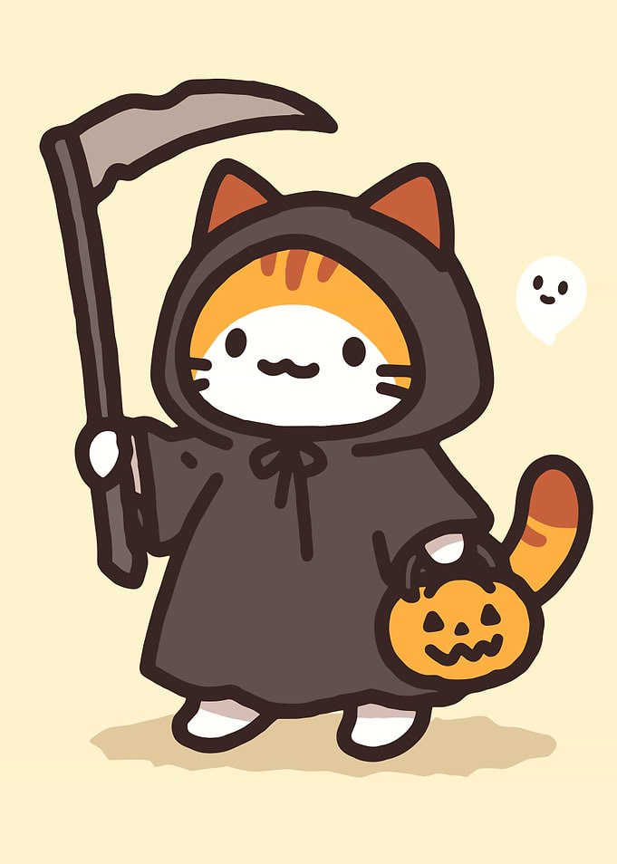 Cute Cat Grim Reaper Halloween Costume