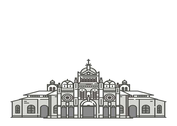 Architectural Line Art of a Cathedral