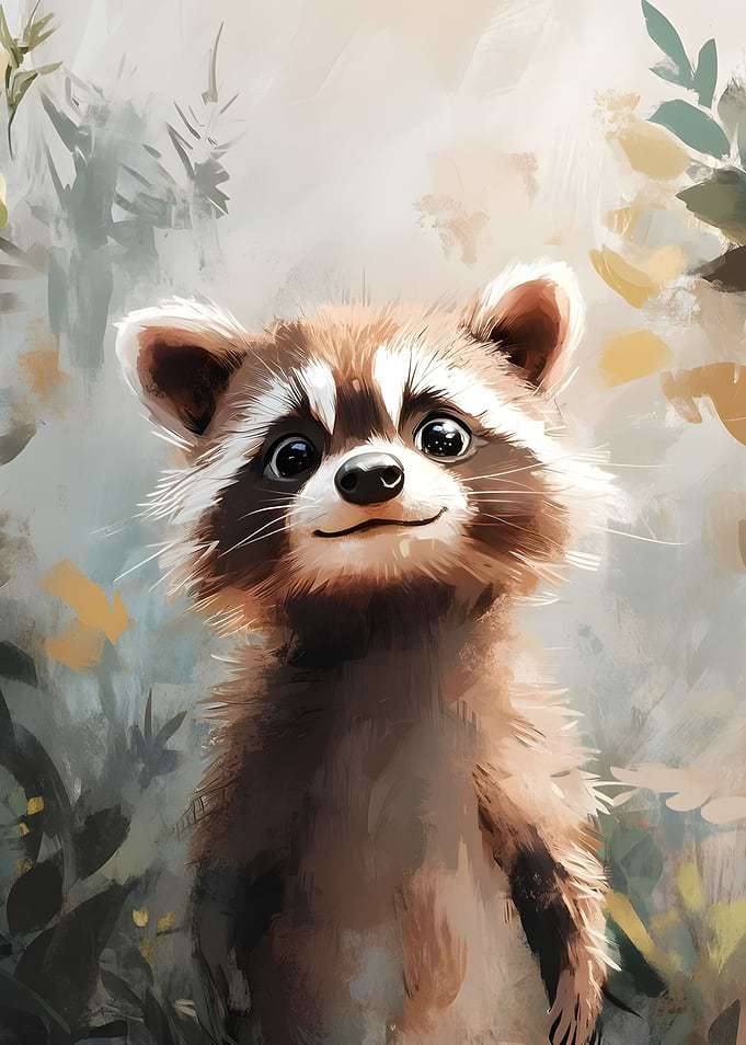 Cute Raccoon Portrait in Nature