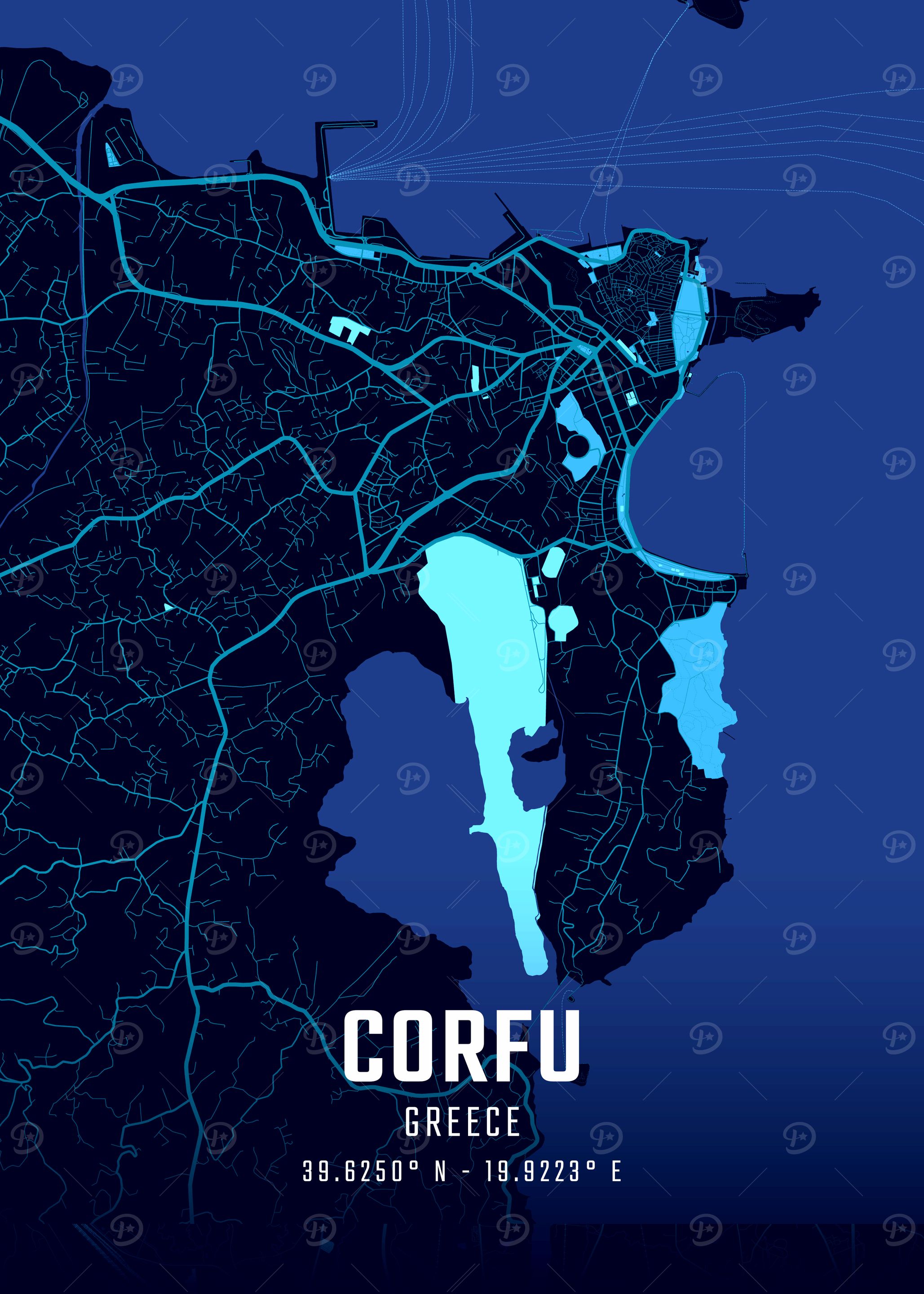 Corfu Midnight City Map
