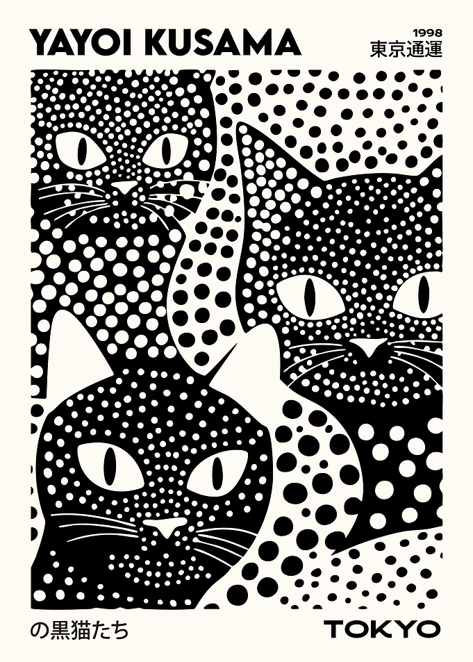 Yayoi Kusama Cats Black and White
