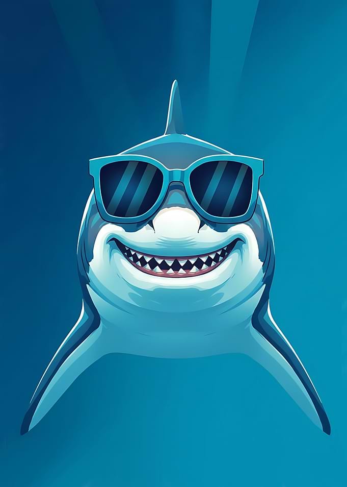 Cool Shark with Sunglasses Illustration