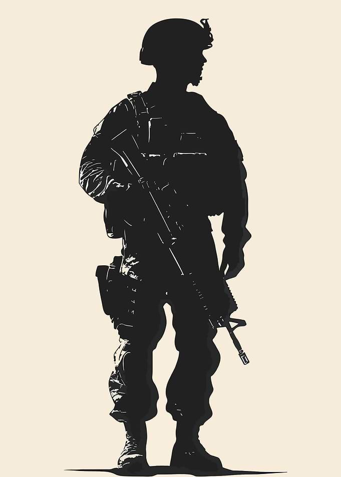 Silhouette of a Soldier with Rifle