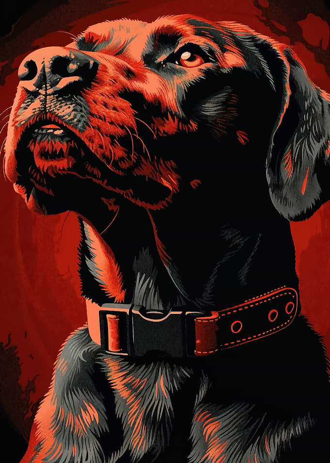 Dog Portrait with Red Lighting