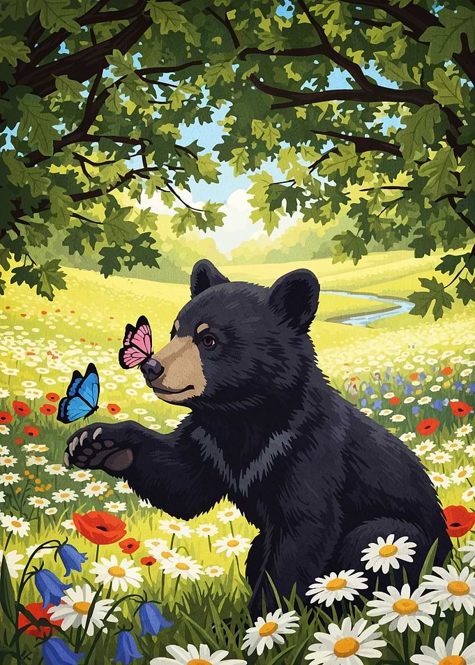 Bear Butterflies Flower Meadow