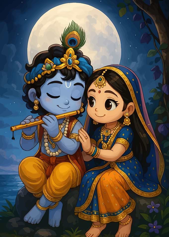 Krishna and Radha Cartoon