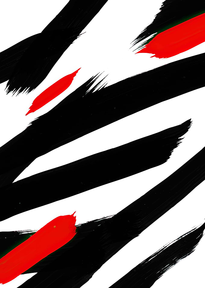 Abstract Black and Red Brush Strokes