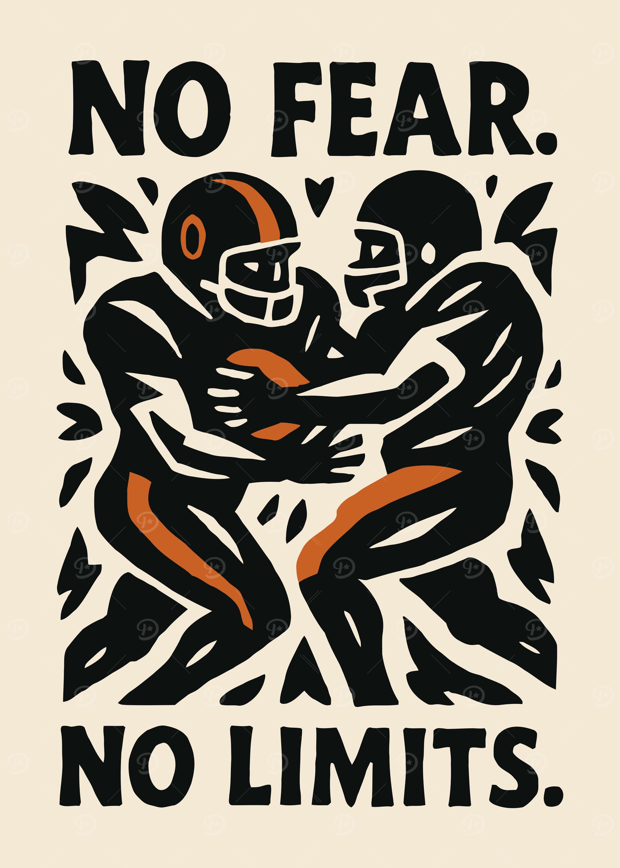 No Fear No Limits Football Poster