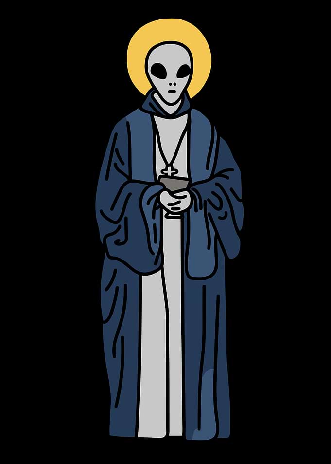 Alien Saint Cartoon Illustration