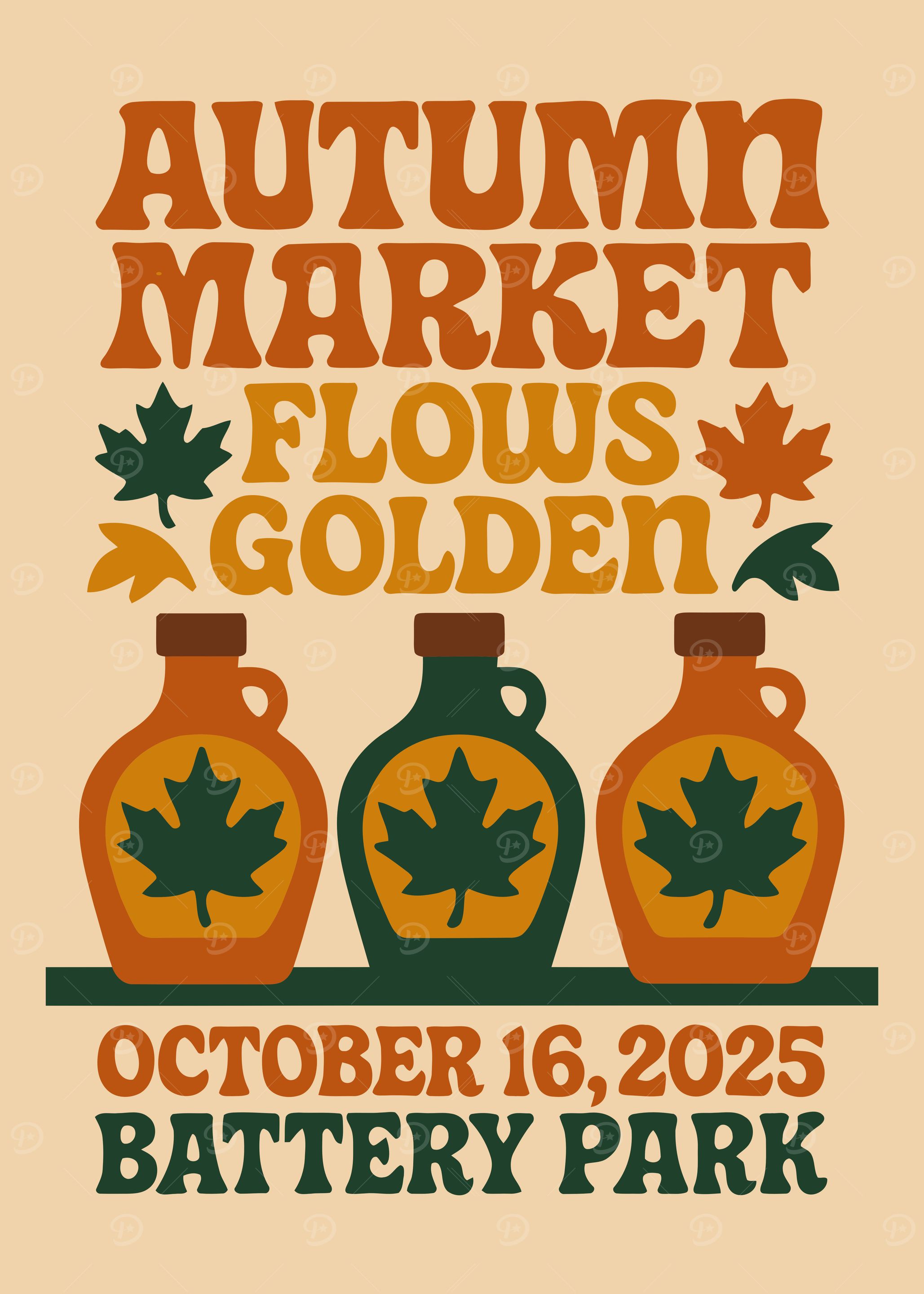 Autumn Market Flows Golden Poster