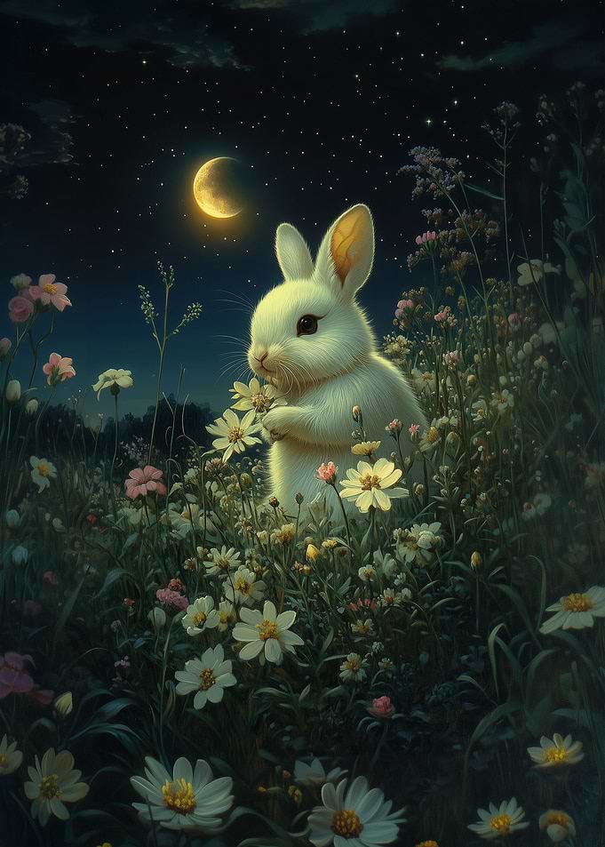 Rabbit in a field of flowers
