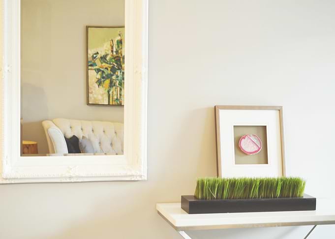 Interior decor with mirror and artwork