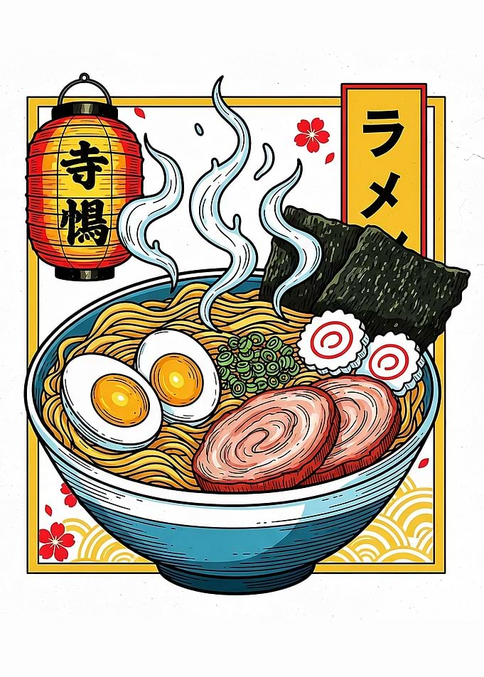 Delicious Ramen Bowl Illustration
