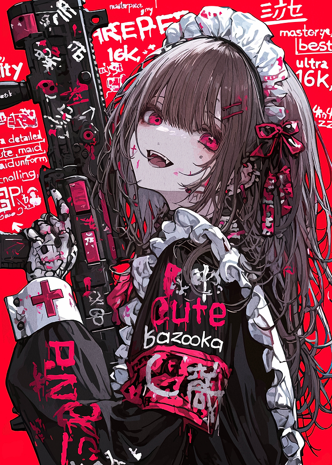 Anime Girl with Gun in Maid Outfit