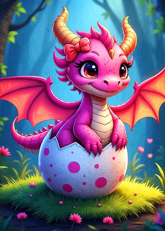 Dragon Hatching from Egg
