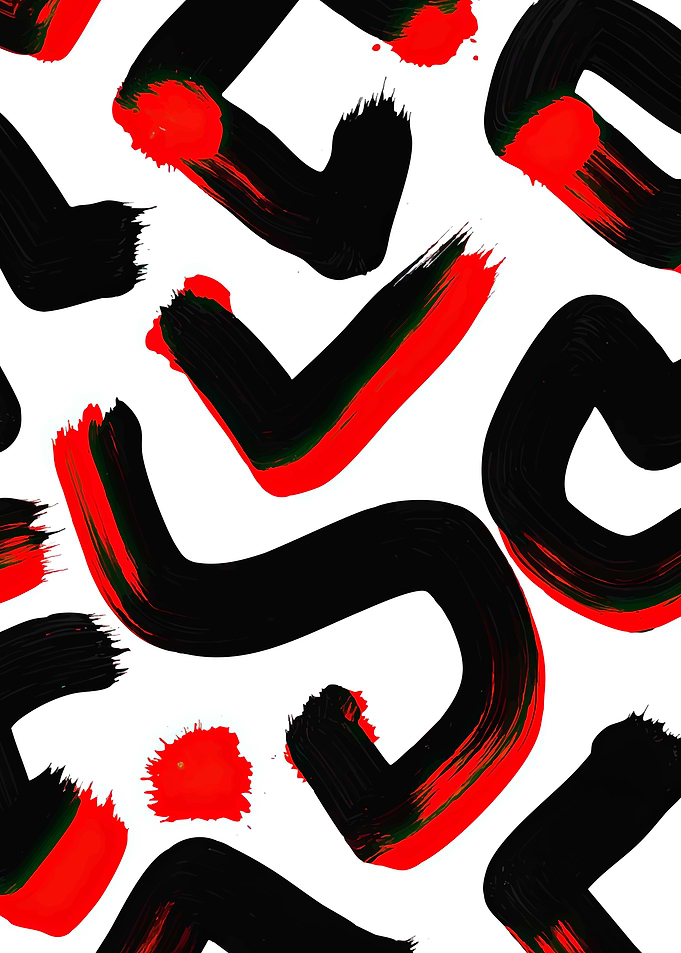 Abstract Black and Red Brush Strokes