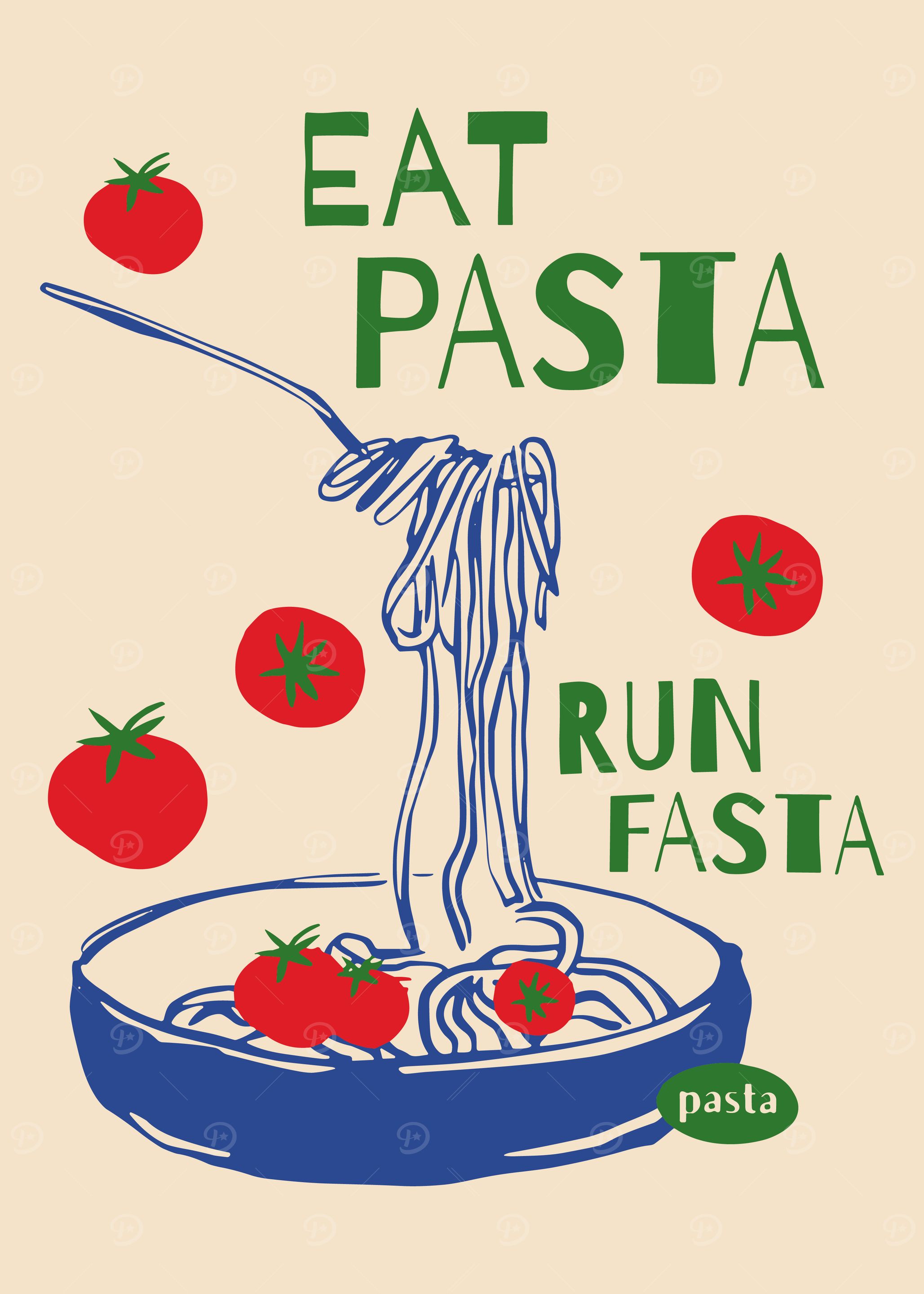 Eat Pasta, Run Fasta Illustration