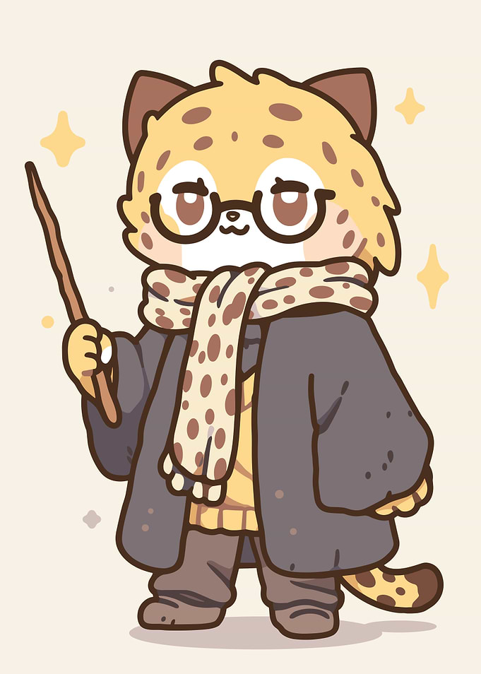 Cartoon Leopard Wizard with Wand
