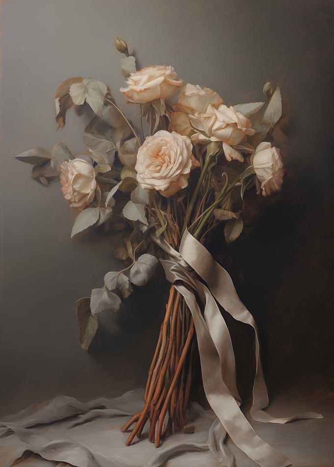 Vintage Rose Bouquet Art