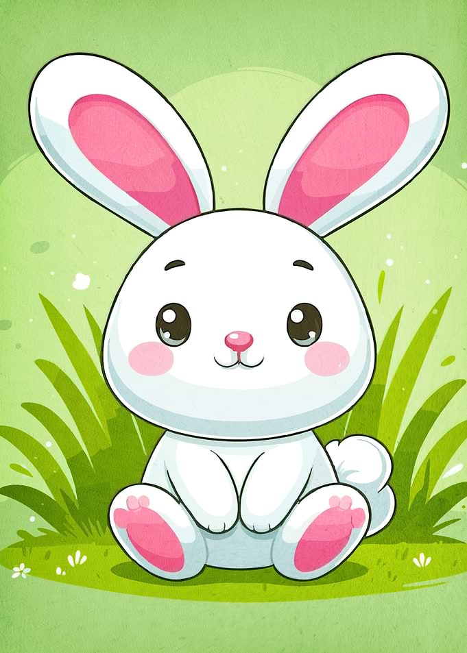Cute Cartoon White Bunny