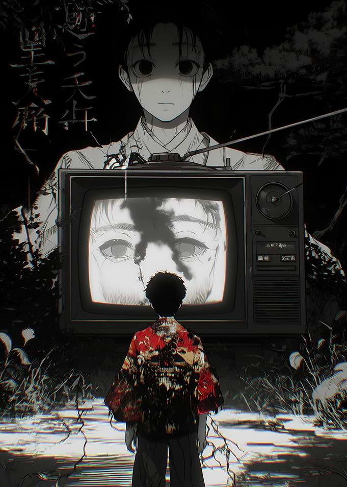 Anime Horror Scene with TV