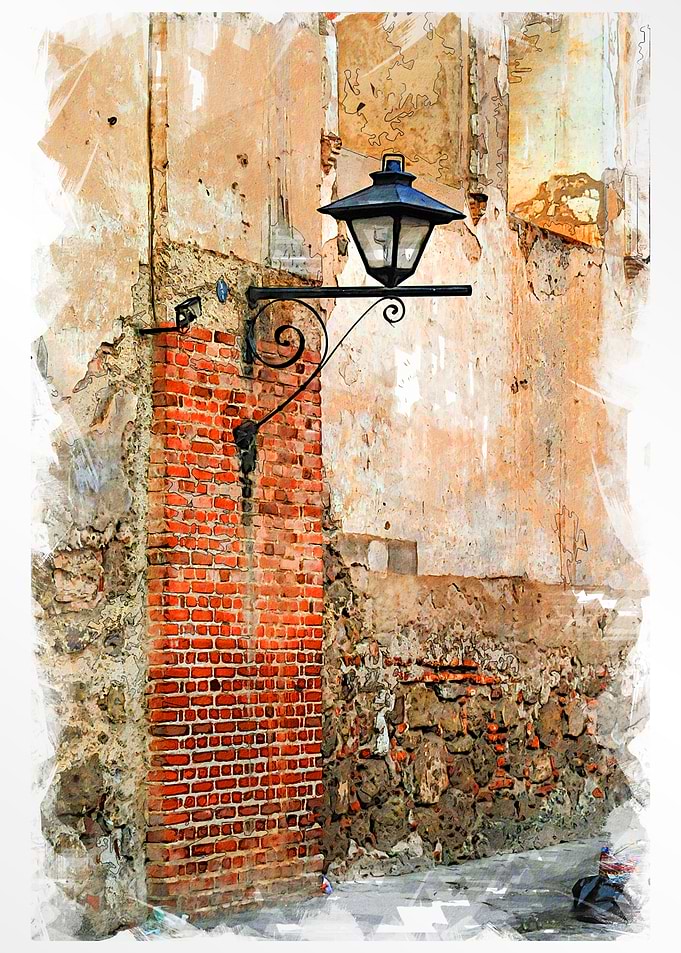 Old Street Lamp Watercolor