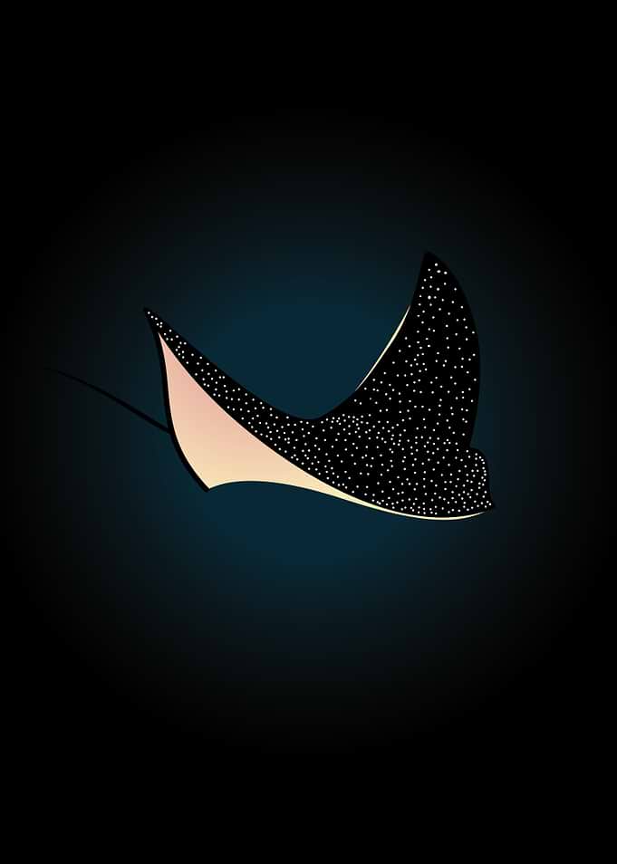 Deep Blue Underwater Spotted Sea Ray Fish
