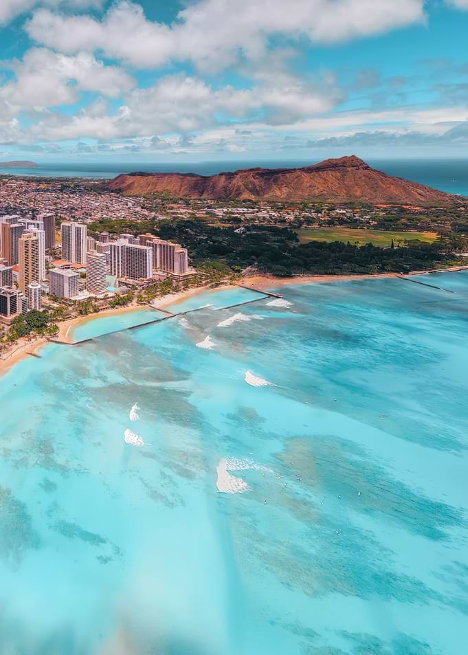 Aerial view of Waikiki Beach, Hawaii