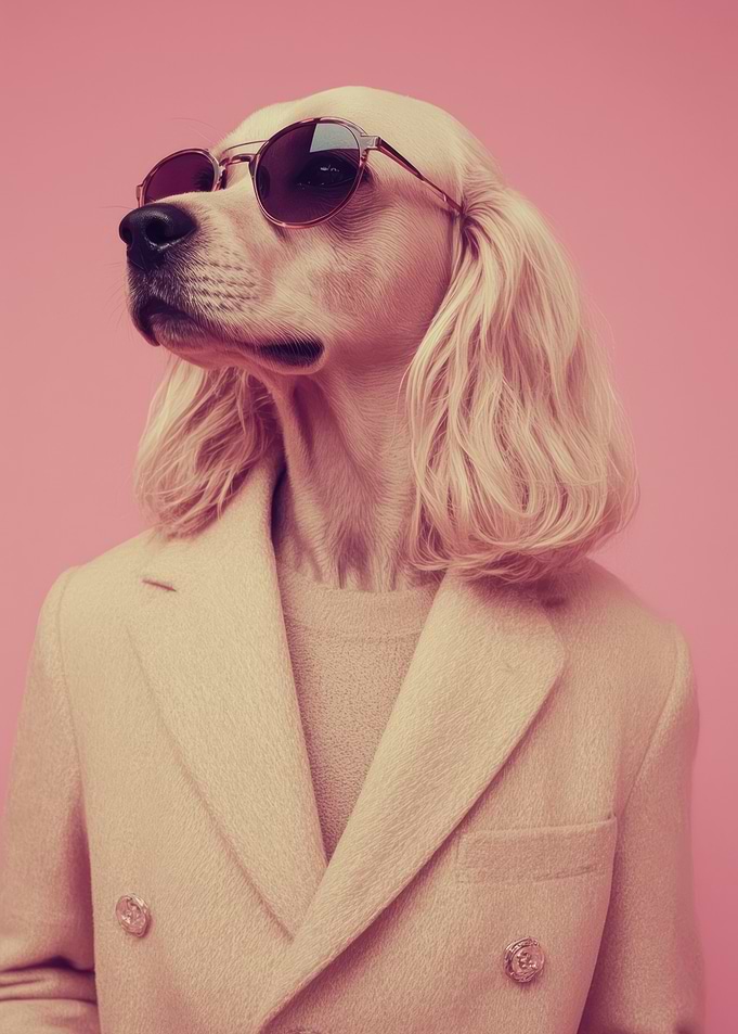 Cocker Spaniel Dog in Sunglasses and Coat